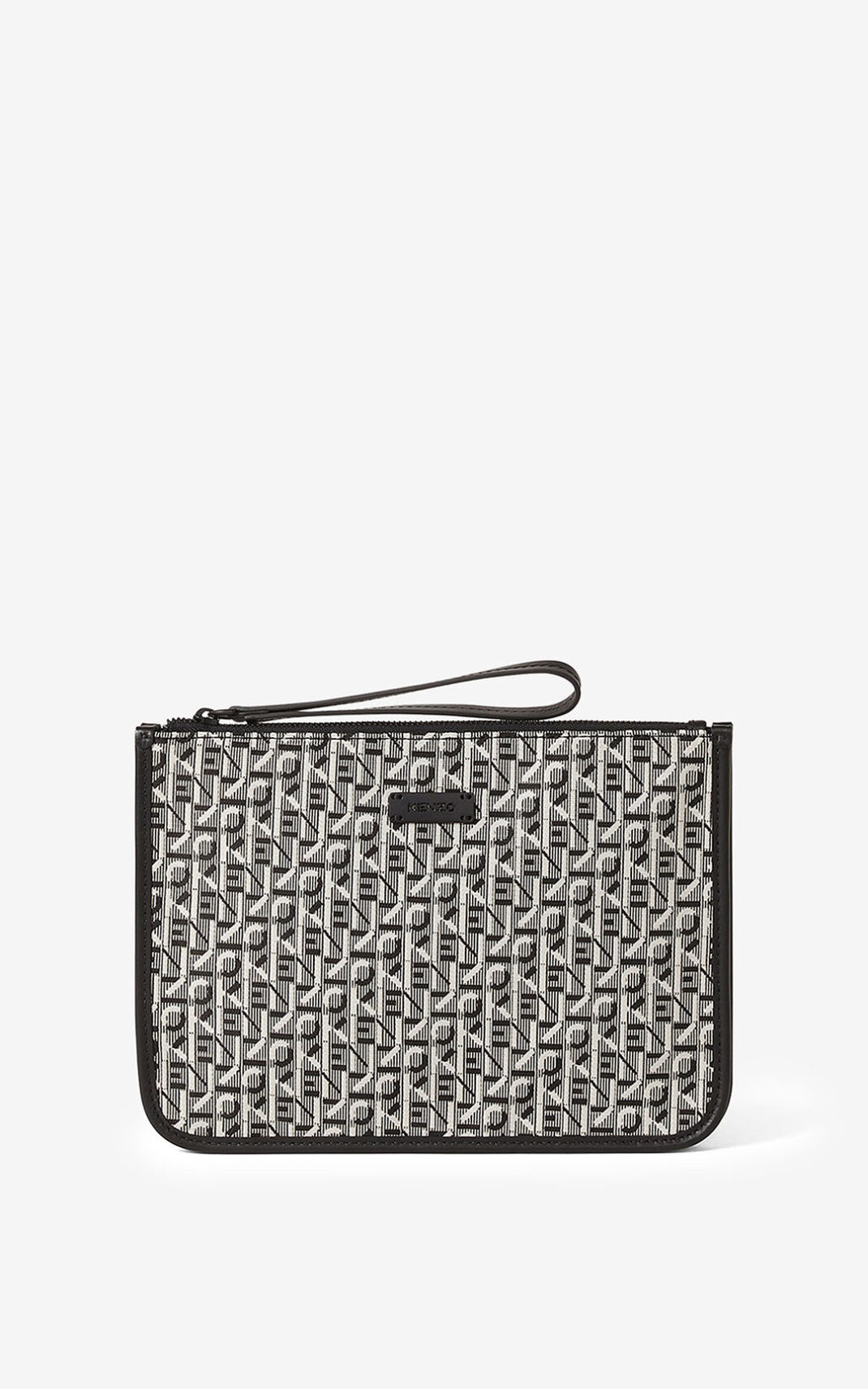 Portefeuille Kenzo Homme Jacquard Courier with fob Grise FTHIV-4268